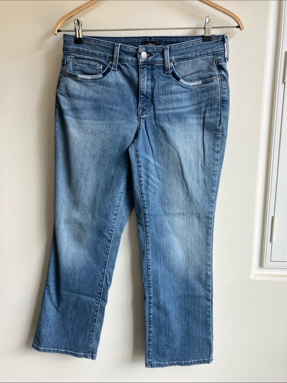 NYDJ Marilyn Ankle Pacific Wash LiftXTuck Tech Denim Pocket Stitch Detail Size 6